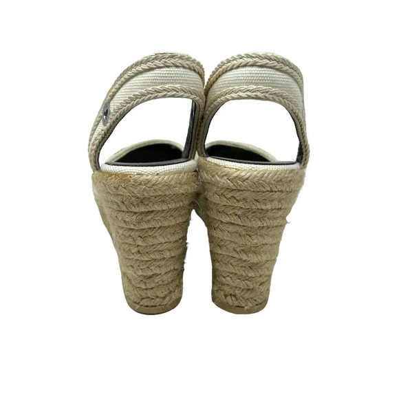 Bally Espadrille Wedges in Cream Canvas Slingback Size 38 US 7.5 - Picture 6 of 9